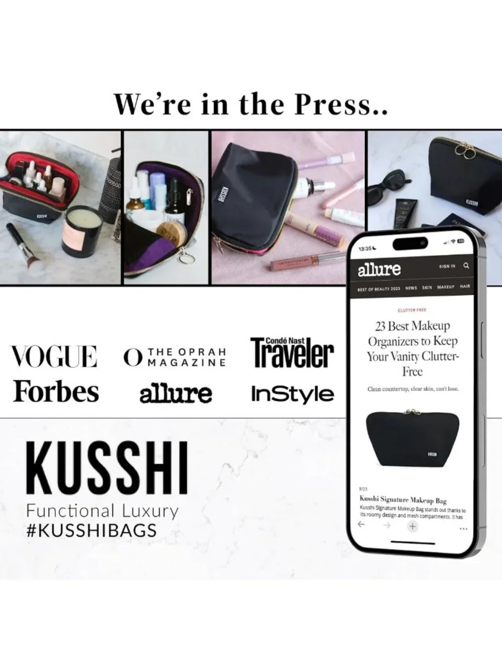 Travel Pouch Set - Neoprene Passport Holder & Zipper Makeup Bag for Purse